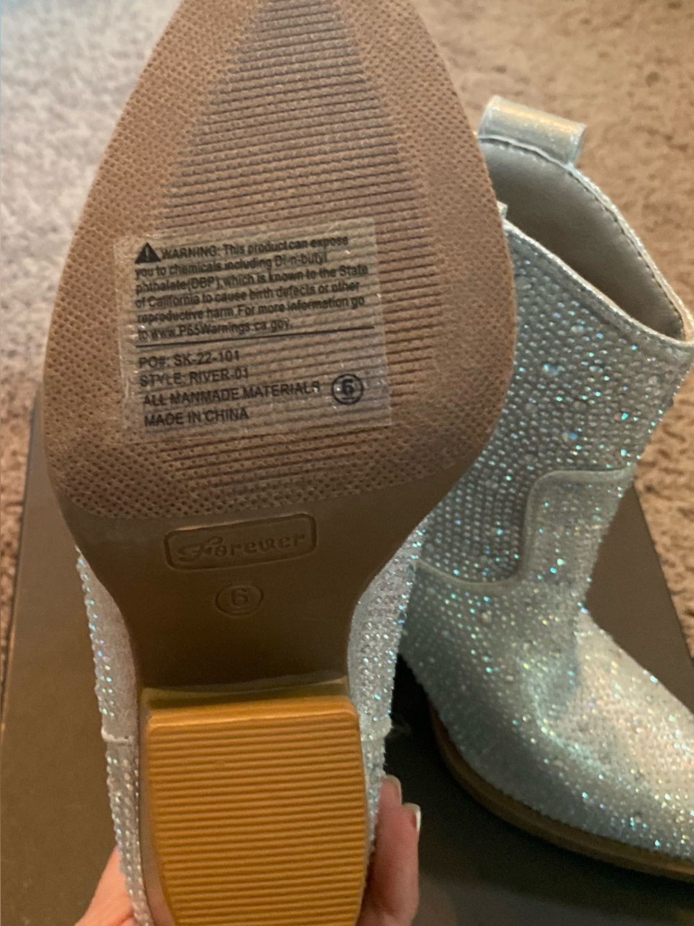 Silver Rhinestone Western Ankle Boots - Picture 4 of 7